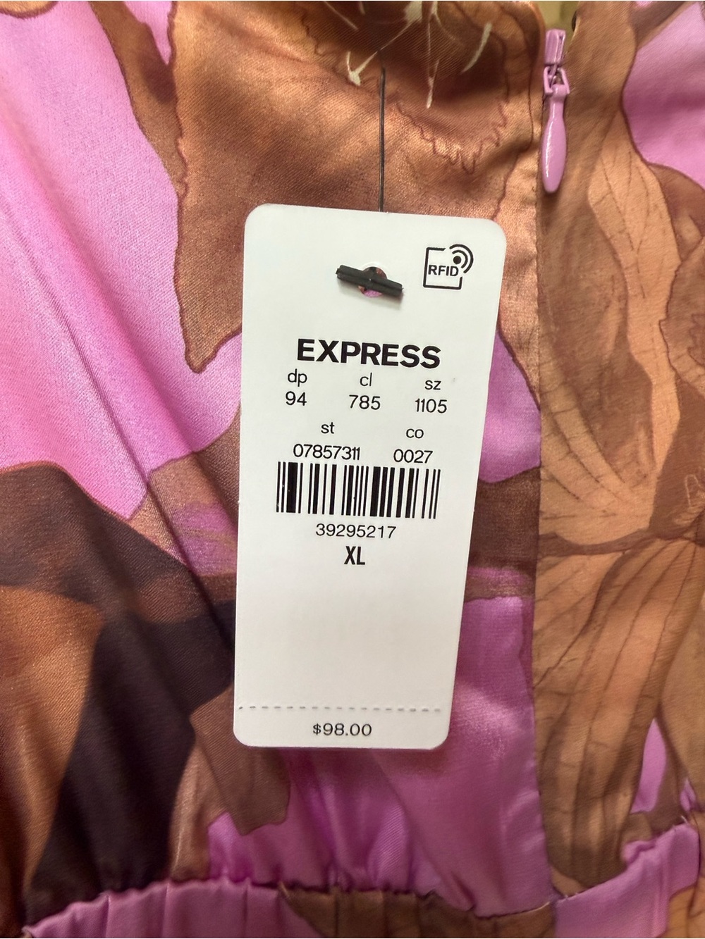 Express Pink Midi Slip Dress with Brown Floral Print - Picture 4 of 4